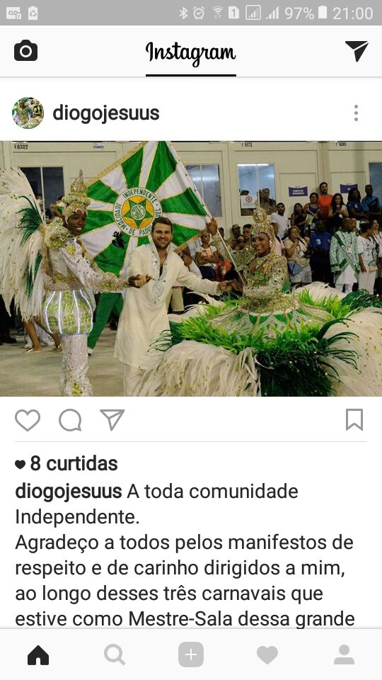 Publicação de Diogo Jesus no Instagram. Foto: Reprodução