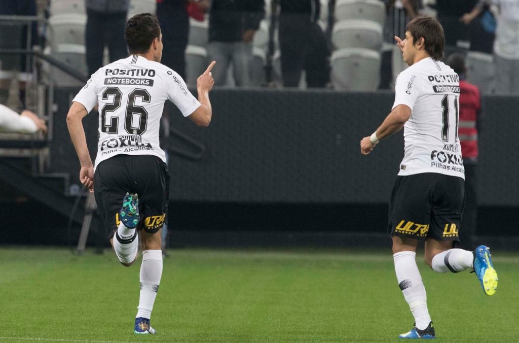 Rodriguinho e Romero anotaram os gols da vitória corinthiana diante do Botafogo. Foto: Divulgação/Corinthians
