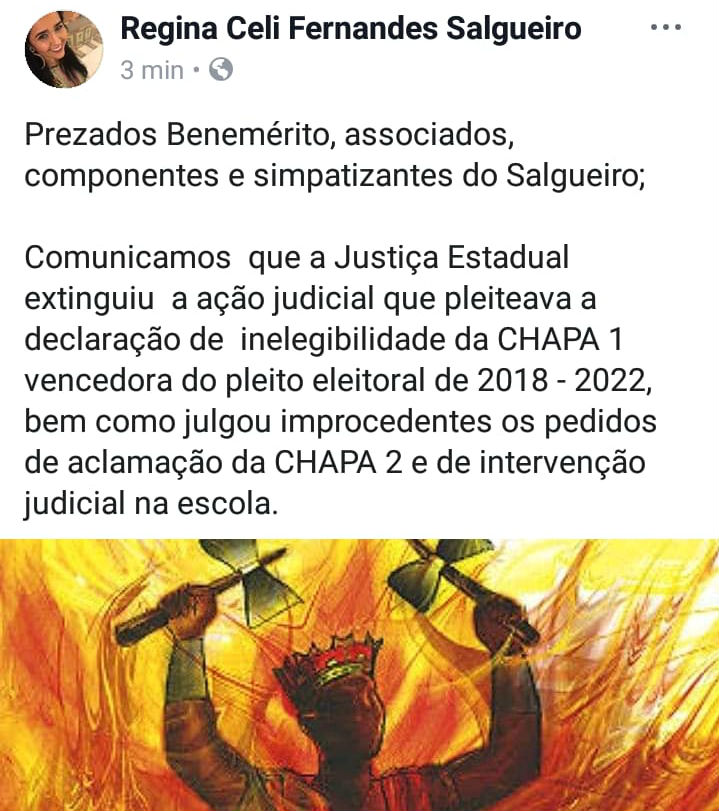 Interpretação sobre decisão judicial volta a gerar polêmica no Salgueiro. Foto: Reprodução/Facebook