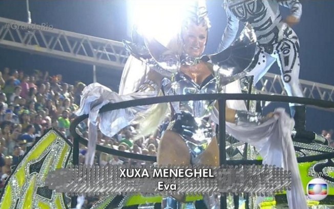 Xuxa no desfile da Grande Rio. Foto: Reprodução de TV