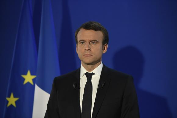Emmanuel Macron discursa após vencer os segundo turno das eleições francesas. Foto: Agência Brasil