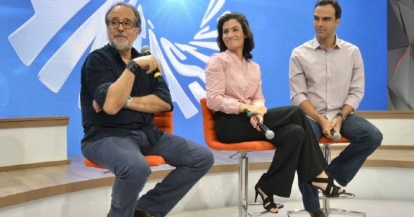 Luiz Nascimento, Renata Vasconcellos e Tadeu Schmidt. Foto: Divulgação