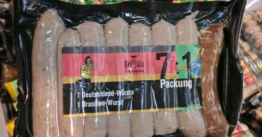 Empresa alemã comercializa salsichas com referência ao 7x1. Foto: Reprodução/Twitter
