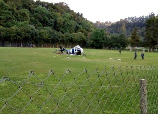 Helicóptero cai em Domingos Martins. Foto: Reprodução/TV Gazeta