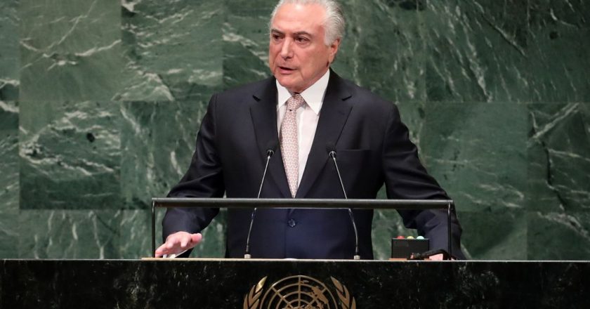 Michel Temer em discurso na ONU. Foto: Reprodução/Agência Brasil