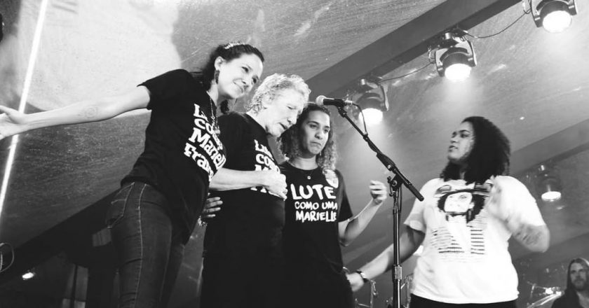 Da esquerda para direita: Mônica Benício, Roger Waters, Anielle Franco e Luyara Santos. Foto: Reprodução/Instagram