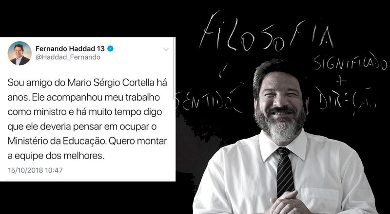 Haddad diz que gostaria de ter Mario Sérgio Cortella como ministro. Foto: Reprodução