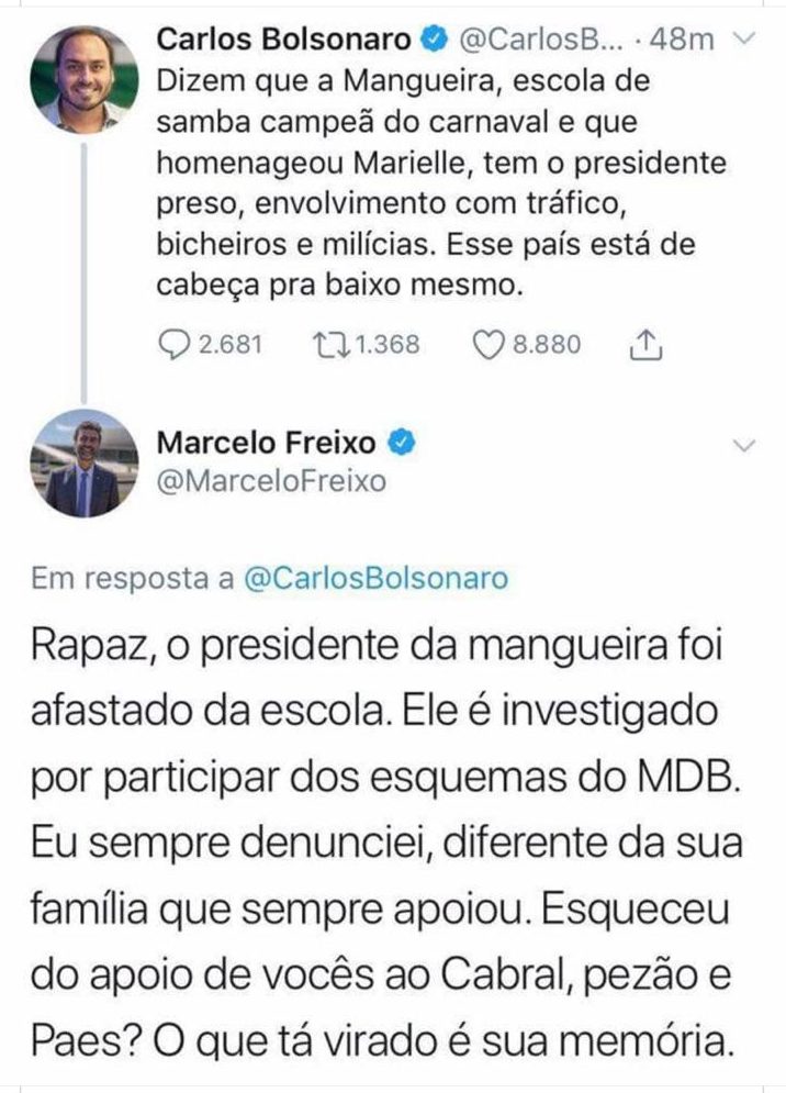 Carlos Bolsonaro no Twitter. Foto: Reprodução Rede Sociais