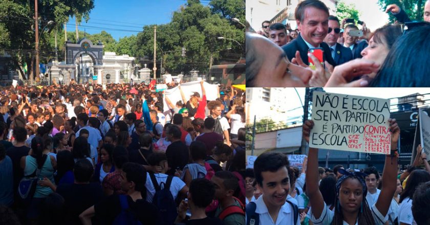 Alunos e professores em ato contra Bolsonaro no Rio de Janeiro. Foto: Reprodução/Twitter