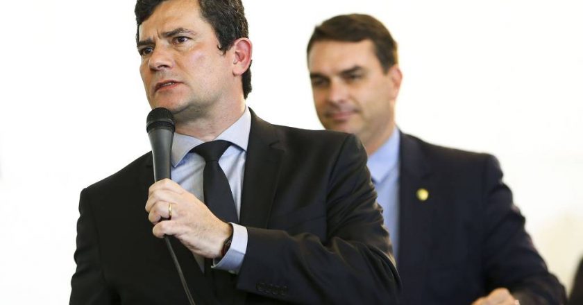 Sergio Moro e Flávio Bolsonaro. Foto:Marcelo Camargo/Agência Brasil