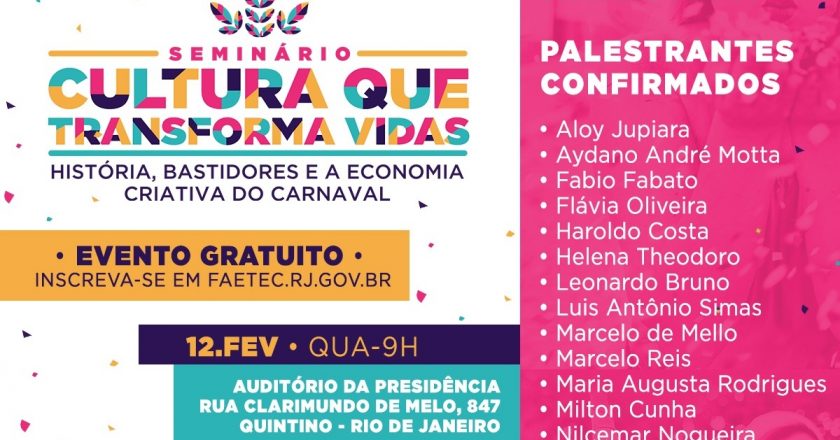 Faetec promove seminário sobre Carnaval. Foto: Divulgação