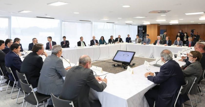 Reunião com presidente Jair Bolsonaro e ministros. Foto: Marcos Corrêa/PR