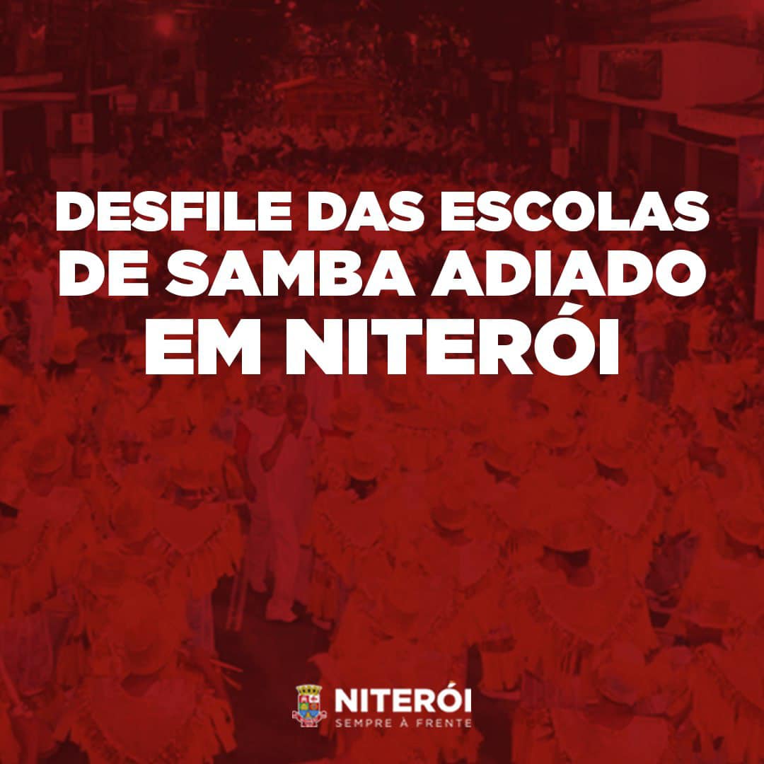 Desfile das escolas de samba de Niterói é adiado. Foto: Reprodução/Facebook/Prefeitura