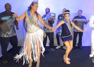 Unidos do Jaçanã na gravação dos clipes da Uesp - Carnaval 2022. Foto: Reprodução/YouTube