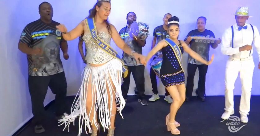 Unidos do Jaçanã na gravação dos clipes da Uesp - Carnaval 2022. Foto: Reprodução/YouTube