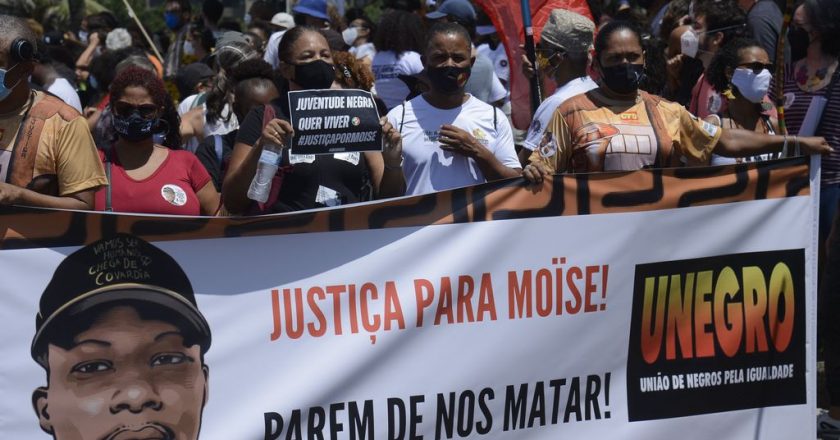 Manifestantes pedem justiça por morte de Moïse. Foto: Tomaz Silva/Agência Brasil
