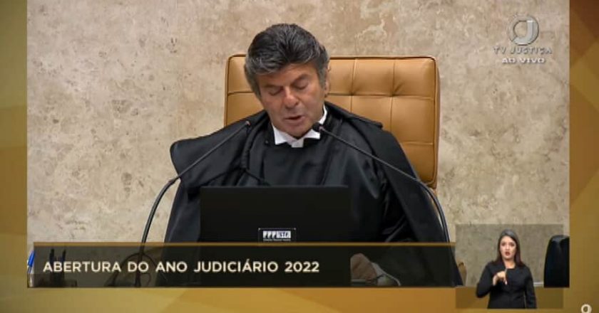 Ao abrir ano judiciário, Luiz Fux discursa contra polarização em ano eleitoral. Foto: Reprodução/TV