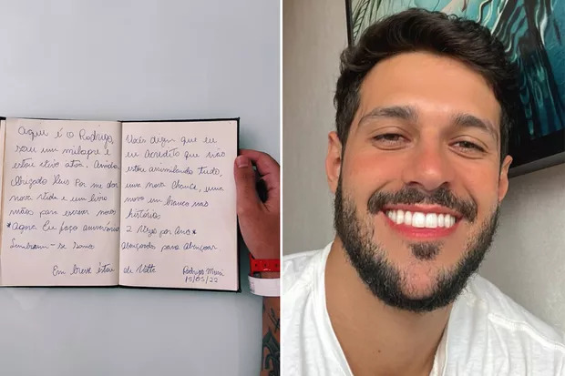Ex-BBB Rodrigo Mussi mostra carta que escreveu em sua 1ª aparição após o acidente. Foto: Reprodução/Instagram