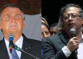 O presidente do Brasil, Jair Bolsonaro e o presidente da Colômbia, Gustavo Petro. Fotos: Isac Nobrega/PR e Reprodução/Twitter