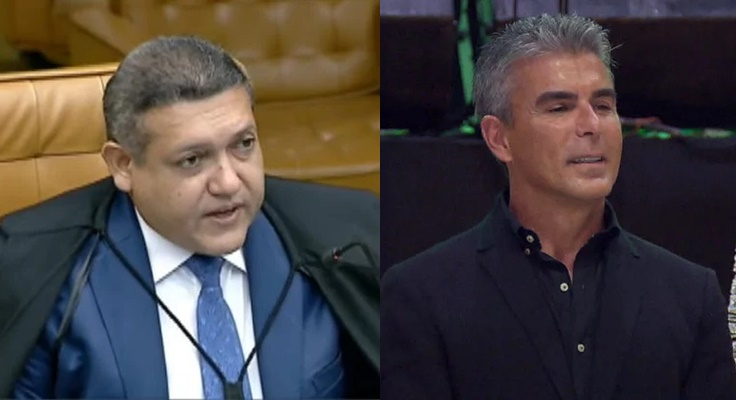 Ministro do STF, Kassio Nunes Marques e Rogério Andrade. Foto: Reprodução/TV Justiça/TV Globo