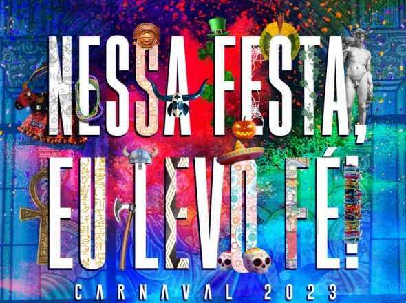 Unidos de Vila Isabel leva fé em festas e mostra enredo para o Carnaval 2023. Arte: Vila Isabel