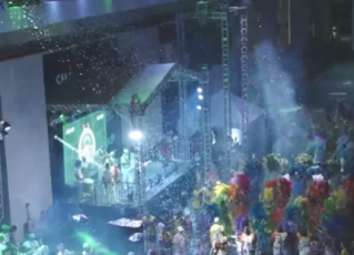 Mancha Verde se apresenta em evento na Fábrica do Samba. Foto: Reprodução/Youtube/Liga-SP