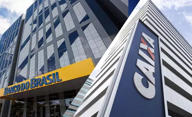 Fachada de agência do Banco do Brasil e Caixa. Foto: Reprodução/Google
