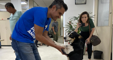 Vereador Luiz Ramos Filho resgata cachorro abandonado pelo tutor em Pedra de Guaratiba