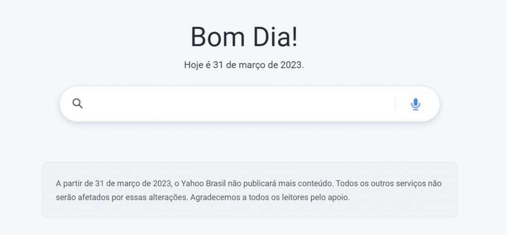 Comunicado do Yahoo Brasil. Foto: Reprodução