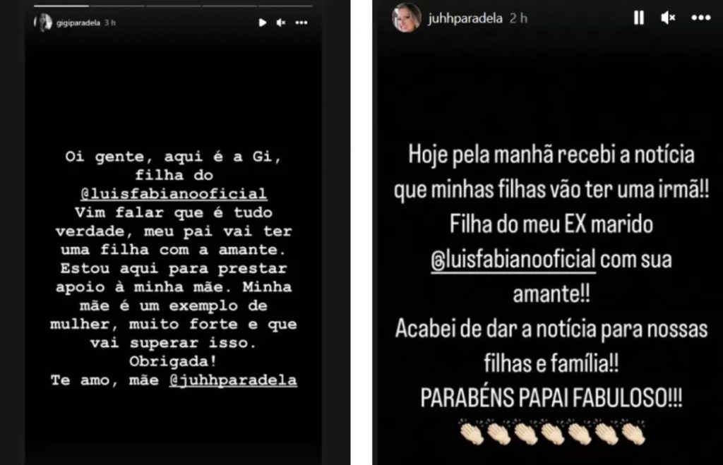 Filha e mulher de Luís Fabiano expõem traição. Fotos: Reprodução/Instagram