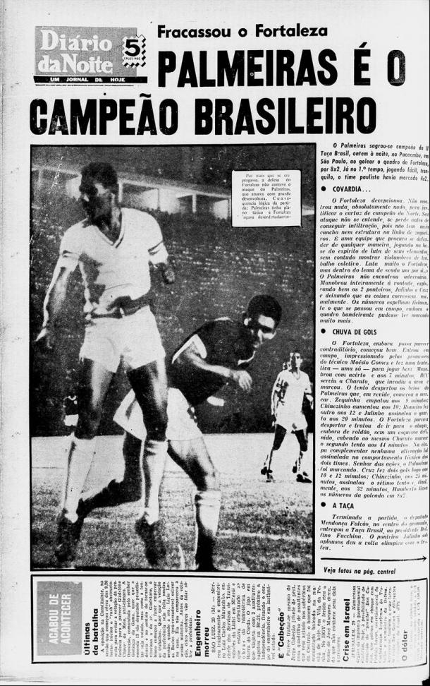 Jornal estampando a primeira conquista do campeonato brasileiro pelo Palmeiras, em 1960