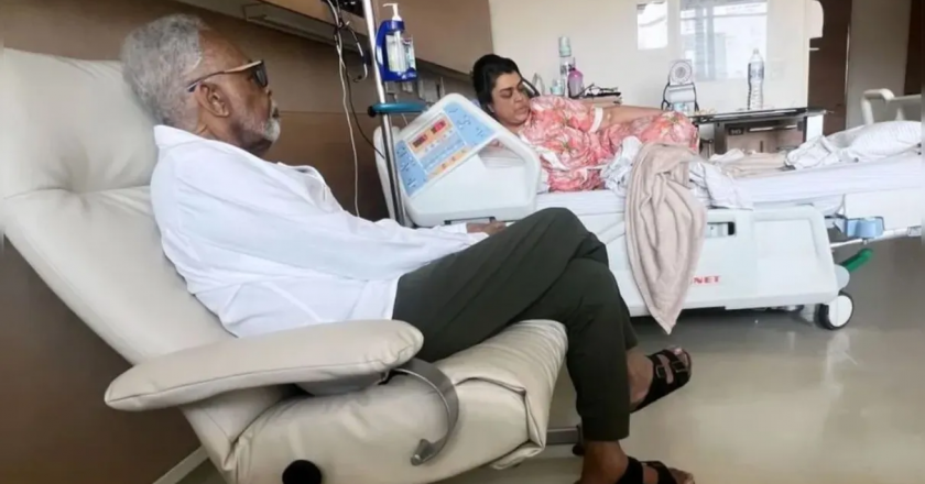 Preta Gil e Gilberto Gil em hospital. Foto: Reprodução/Instagram