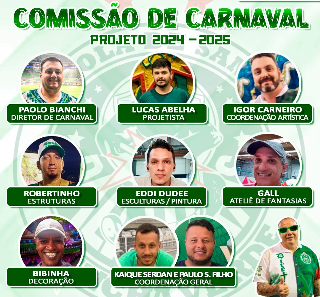 Comissão de Carnaval da Mancha Verde 2025. Foto: Divulgação
