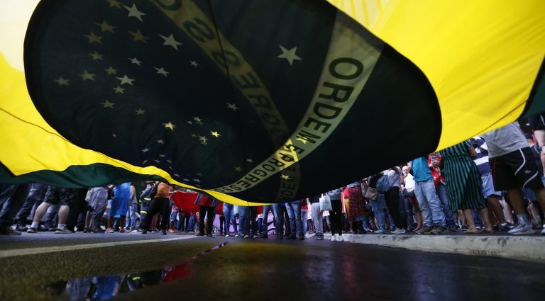 Ato pela democracia. Foto: Paulo Pinto/Agência Brasil