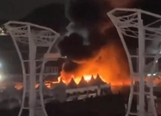 Incêndio atinge Autódromo de Interlagos, palco do Lollapalooza. Foto: Reprodução de vídeo