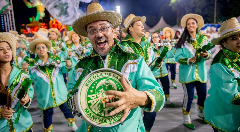 Ritimistas da Mancha Verde no Carnaval 2024. Foto: Felipe Araújo/Liga-SP